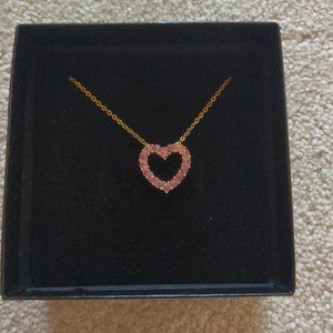 NIB Goldtone pink crystal heart